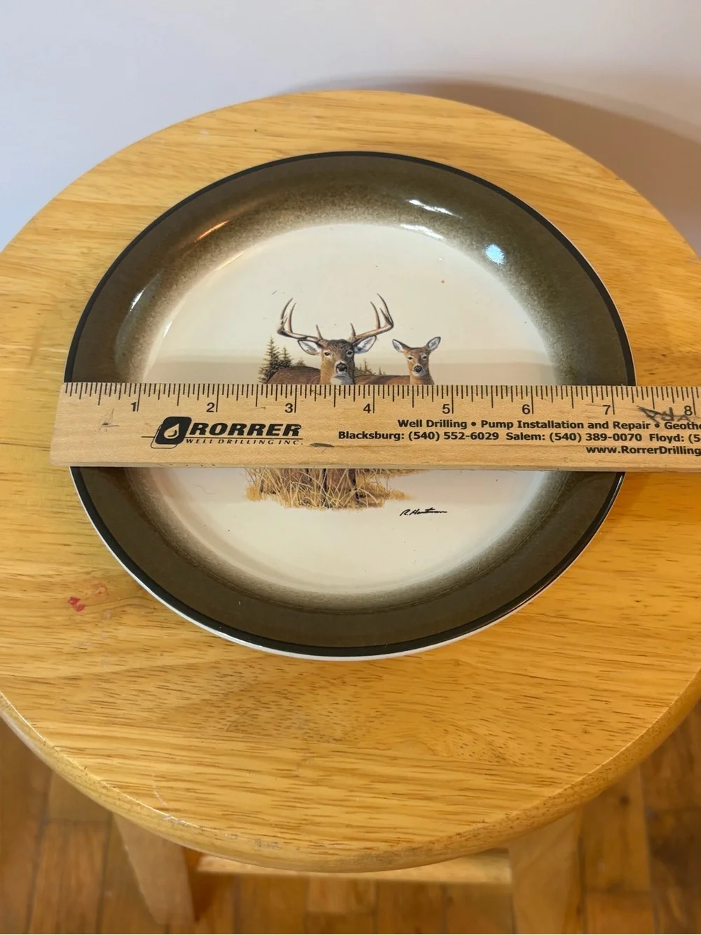 Vintage Buck Wear stoneware dinner plates and bowls